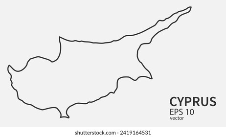 Mapa de la línea de vectores de Chipre. Diseño vectorial aislado en fondo blanco.	
