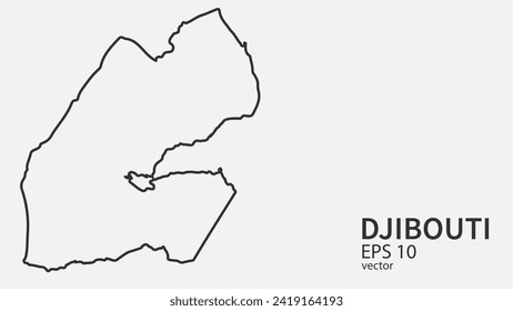 Mapa de la línea de vectores de Djibouti. Diseño vectorial aislado en fondo blanco.	
