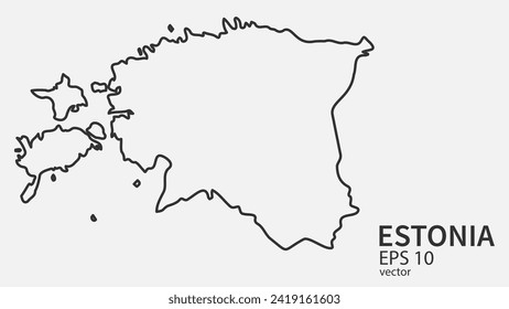 Vector line map of Estonia. Vector design isolated on white background.	
