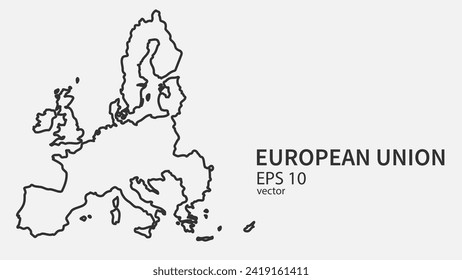Mapa de la línea de vectores de la Unión Europea. Diseño vectorial aislado en fondo blanco.	

