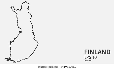 Vector line map of Finland. Vector design isolated on white background.	
