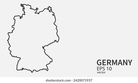 Vector line map of Germany. Vector design isolated on white background.	
