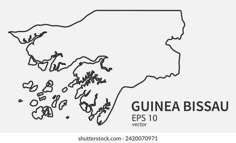 Vector line map of Guinea Bissau. Vector design isolated on white background.	
