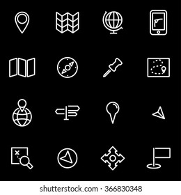 Vector line map icon set