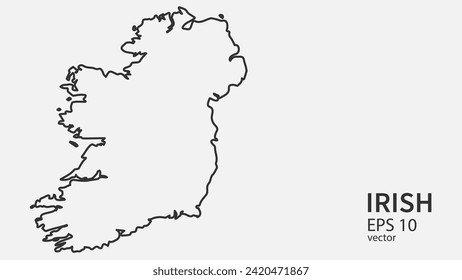 Vector line map of Irish. Vector design isolated on white background.	
