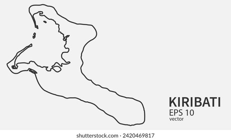 Vector line map of Kiribati. Vector design isolated on white background.	
