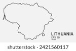 Vector line map of Lithuania. Vector design isolated on white background.	
