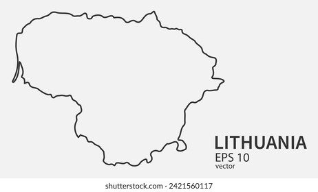 Vector line map of Lithuania. Vector design isolated on white background.	
