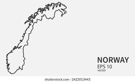 Mapa de la línea de vectores de Noruega. Diseño vectorial aislado en fondo blanco.	
