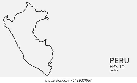 Vector line map of Peru. Vector design isolated on white background.	
