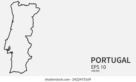 Vector line map of Portugal. Vector design isolated on white background.	
