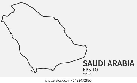 Vector line map of Saudi Arabia. Vector design isolated on white background.	
