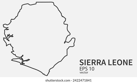 Vector line map of Sierra Leone. Vector design isolated on white background.	
