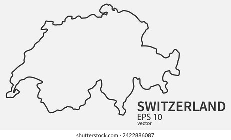 Vector line map of Switzerland. Vector design isolated on white background.	
