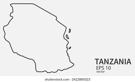 Mapa de la línea de vectores de Tanzania. Diseño vectorial aislado en fondo blanco.	
