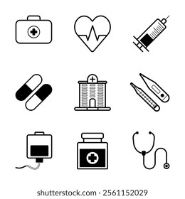 Vector Line Medical Icon Set