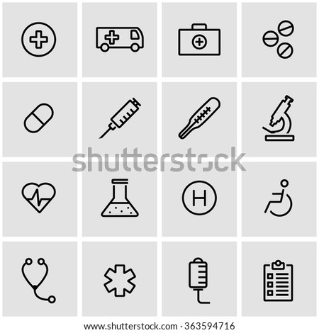 Vector line medical icon set.