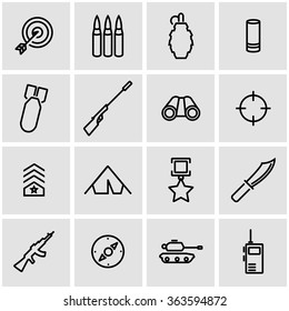 Vector line military icon set