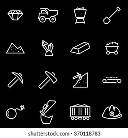 Vector line mining icon set.