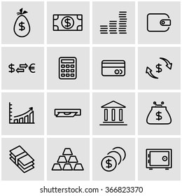 Vector line money icon set.