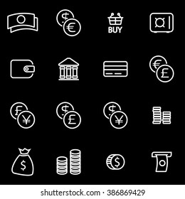 Vector line money icon set.