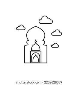 vector line mosque logo icon. simple elegant flat illustration style. good for Muslims, Islam, religion, mosque, culture, etc.