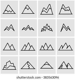 Vector line mountains icon set.