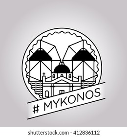 insignia mykonos de línea vectorial