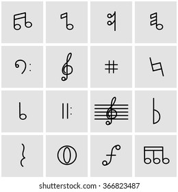 Vector line notes icon set.