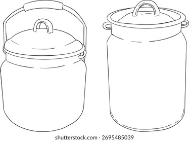 Vector line objects of pots, perfect for farming, gardening, or rustic design projects.