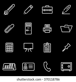 Vector line office icon set.