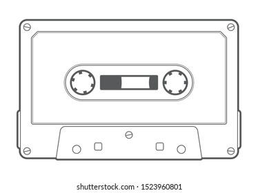 Vector line old compact audio cassettes. Isolated on white background