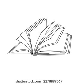 Vector line open book icon. Outline illustration isolated on white