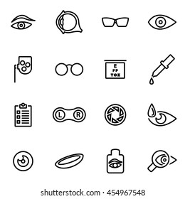 Vector line optometry icon set