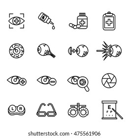 Vector Line Optometry Icon Set