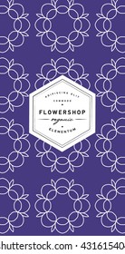 Vector line ornament pattern for business cards and packaging wrapping - floral shops, beauty and spa studios with label design template