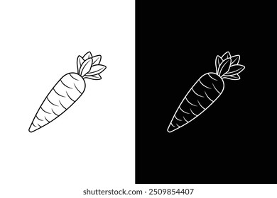 Vector line out carrot icon on black and white background.