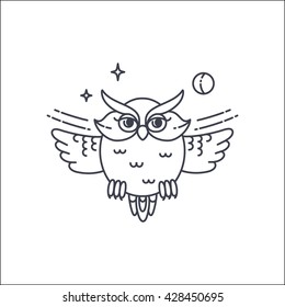 Vector line owl illustration