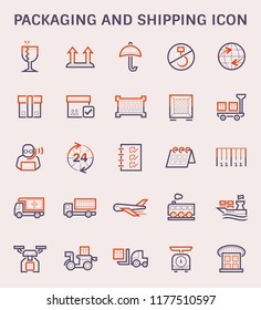 Vector line of packaging and shipping icon set.