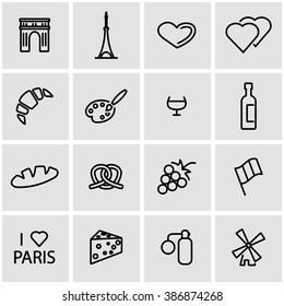 Vector line paris icon set