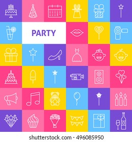 Vector Line Party Icons