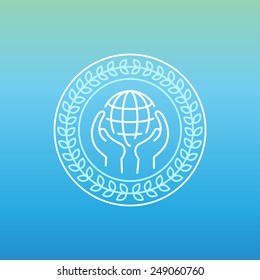 Vector line peace logo - outline circle design elements for peacemaking and charity organization