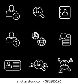 Vector line people search icon set.