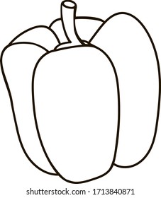 Vector line pepper. Doodle cartoon pepper.