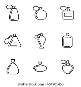 Vector line perfume icon set on white background