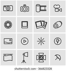 Vector line photo icon set.
