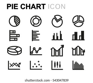Vector line pie chart icons set
