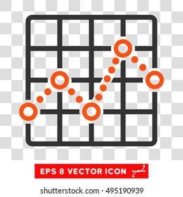 Vector Line Plot EPS vector pictogram. Illustration style is flat iconic bicolor orange and gray symbol on a transparent background.