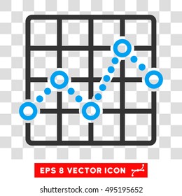 Vector Line Plot EPS vector pictograph. Illustration style is flat iconic bicolor blue and gray symbol on a transparent background.