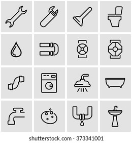Vector line plumbing icon set